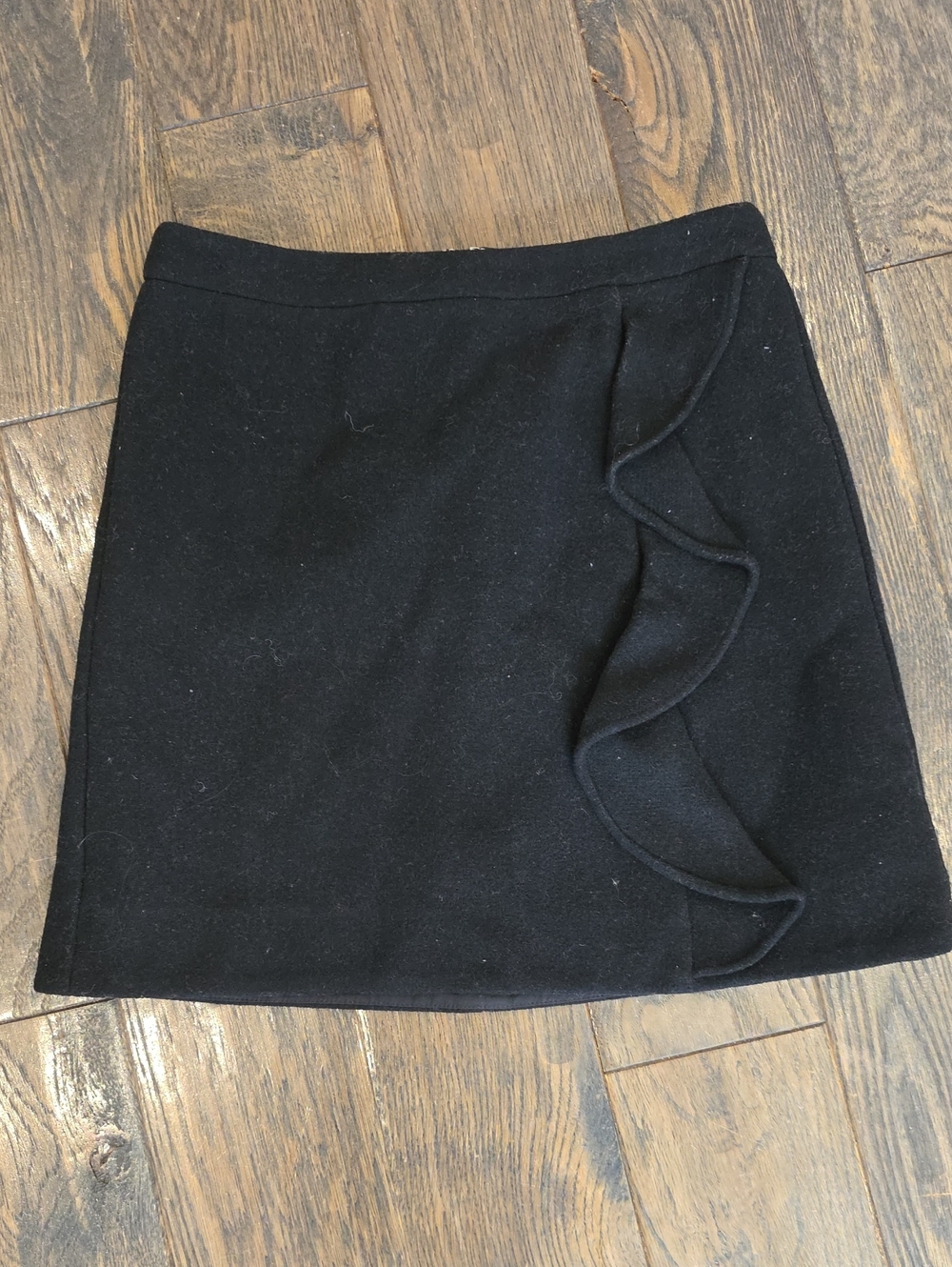Jcrew Wool Blend Black Ruffle Skirt